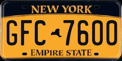 NY license plate GFC7600
