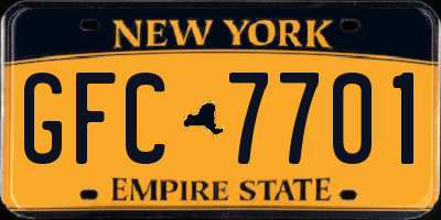 NY license plate GFC7701