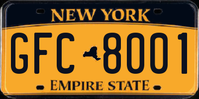 NY license plate GFC8001
