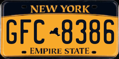 NY license plate GFC8386
