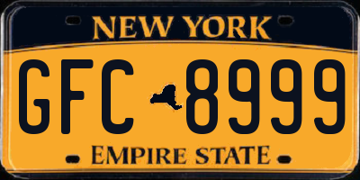 NY license plate GFC8999