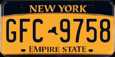 NY license plate GFC9758