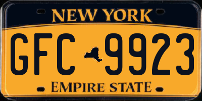 NY license plate GFC9923