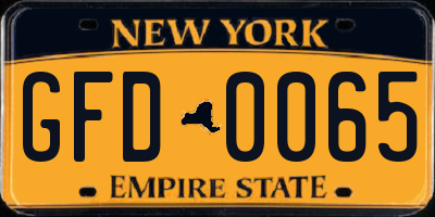 NY license plate GFD0065