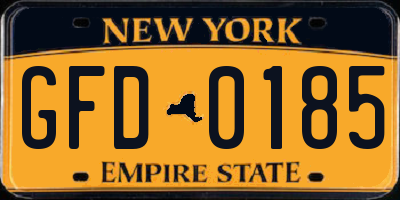 NY license plate GFD0185