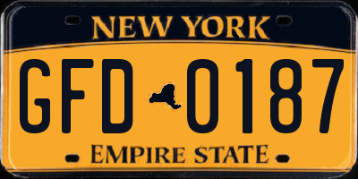 NY license plate GFD0187