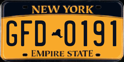 NY license plate GFD0191
