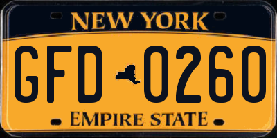 NY license plate GFD0260