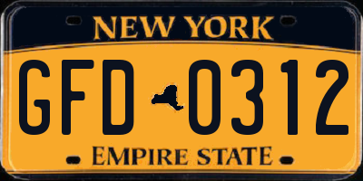 NY license plate GFD0312