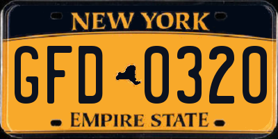 NY license plate GFD0320