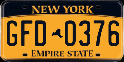 NY license plate GFD0376