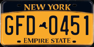 NY license plate GFD0451