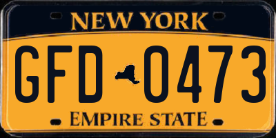 NY license plate GFD0473
