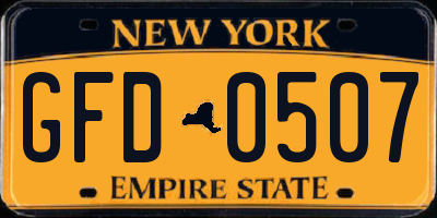 NY license plate GFD0507
