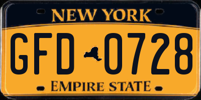 NY license plate GFD0728