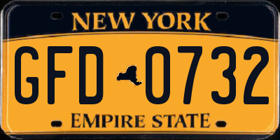 NY license plate GFD0732