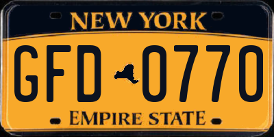 NY license plate GFD0770