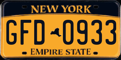 NY license plate GFD0933