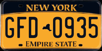 NY license plate GFD0935