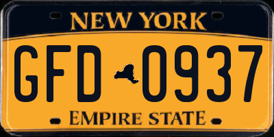 NY license plate GFD0937