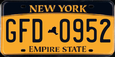 NY license plate GFD0952
