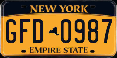 NY license plate GFD0987