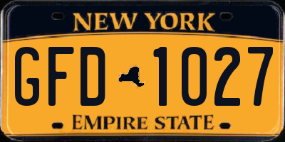 NY license plate GFD1027