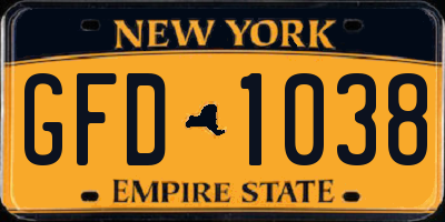 NY license plate GFD1038