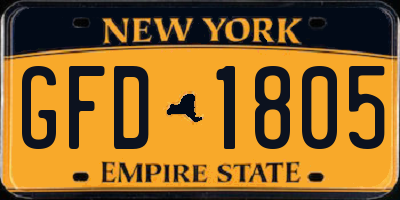 NY license plate GFD1805