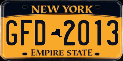 NY license plate GFD2013