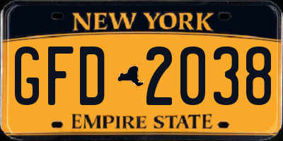 NY license plate GFD2038