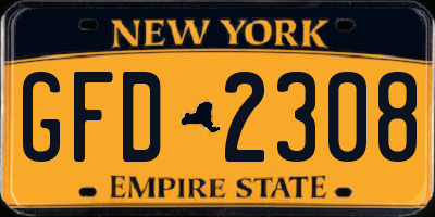 NY license plate GFD2308