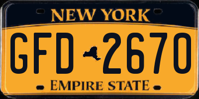 NY license plate GFD2670