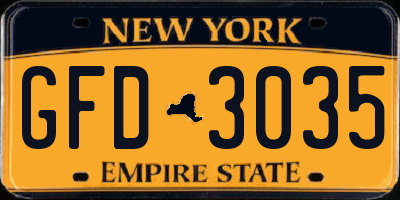NY license plate GFD3035