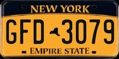 NY license plate GFD3079