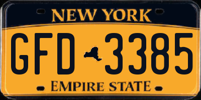 NY license plate GFD3385