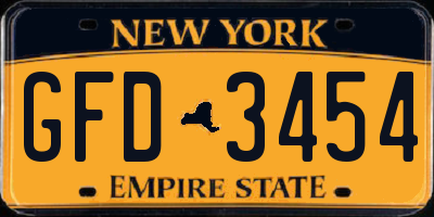 NY license plate GFD3454