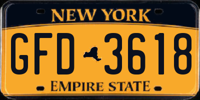 NY license plate GFD3618