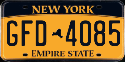 NY license plate GFD4085