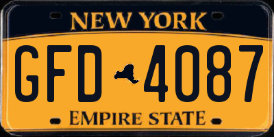 NY license plate GFD4087