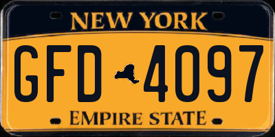 NY license plate GFD4097