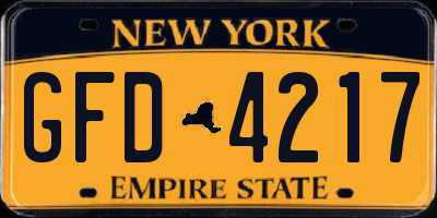 NY license plate GFD4217