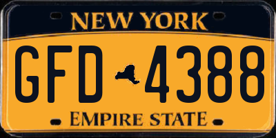 NY license plate GFD4388