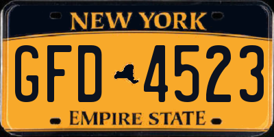 NY license plate GFD4523