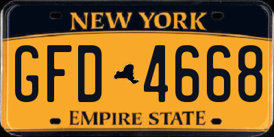NY license plate GFD4668
