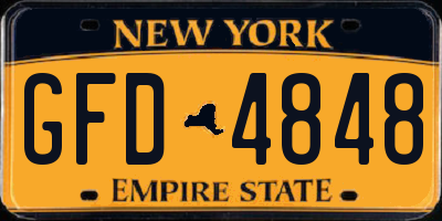 NY license plate GFD4848