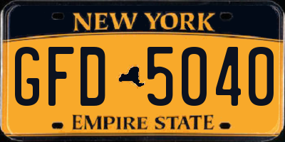 NY license plate GFD5040