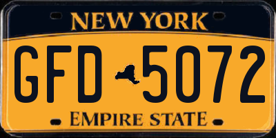 NY license plate GFD5072