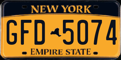 NY license plate GFD5074