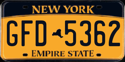 NY license plate GFD5362